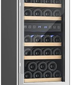 Empava EMPV-WC02D 29 Bottle Dual Zone Cooler Freestanding Wine Cellars, 15 Inch, Black and Stainless Steel