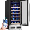 EUHOMY 15 Inch Under-counter Refrigerators, Single Zone Wine Fridge, Wine Refrigerator Digital Temperature Control, Freestanding Wine Chiller with Removable Shelves 4